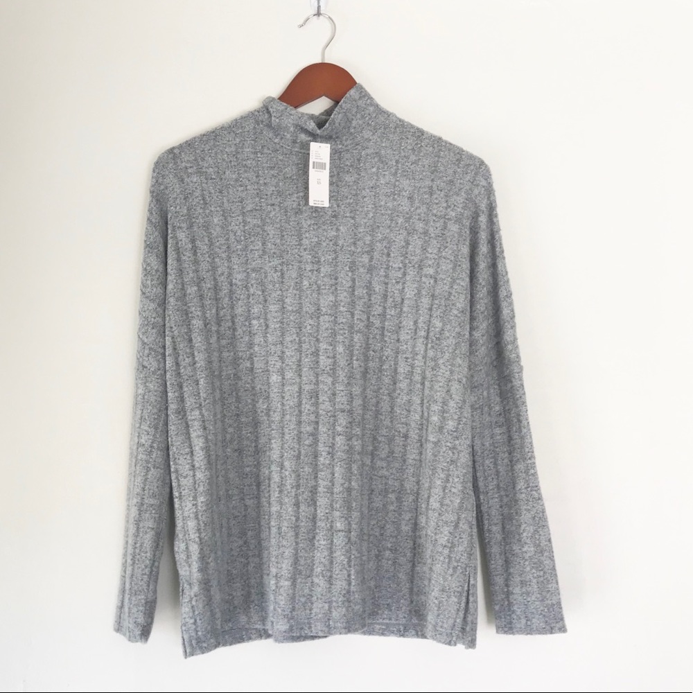 Anthropologie Grey Soft Hacci Mock Turtleneck NWT